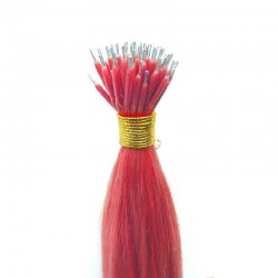Nano Ring Hair Extensions, Color #Pink, Made With Remy Indian Human Hair
