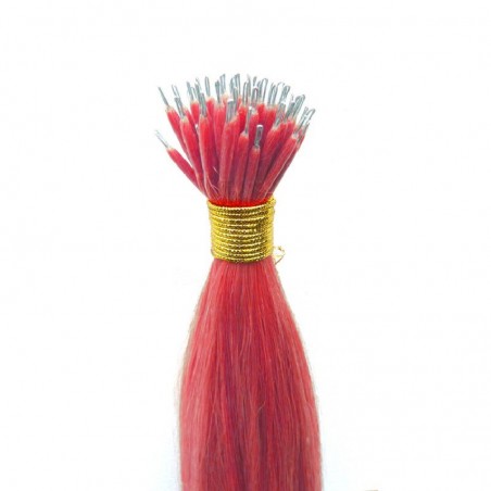 Nano Ring Hair Extensions, Color #Pink, Made With Remy Indian Human Hair