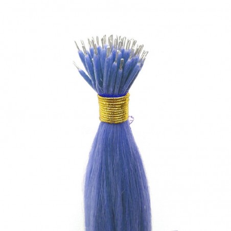 Nano Ring Hair Extensions, Color #Blue, Made With Remy Indian Human Hair