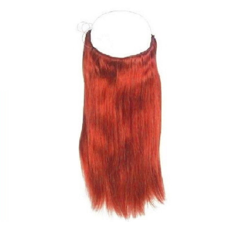 Flip-in Halo Hair Extensions, Colour #Red, Made With Remy Indian Human Hair
