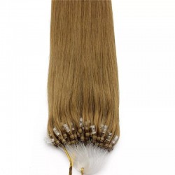 Micro Loop Ring Hair Extensions, Color #12 (Light Brown), Made With Remy Indian Human Hair