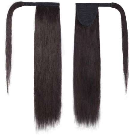 Color 1B (Off Black), Wrap Around Ponytail Hair Extensions, Made With Remy Indian Human Hair