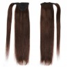 Color 2 (Darkest Brown), Wrap Around Ponytail Hair Extensions, Made With Remy Indian Human Hair