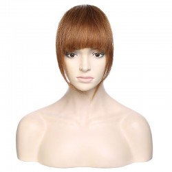 Blend in Fringe/Bangs Hair Extensions, Colour #6 (Medium Brown), Made With Remy Indian Human Hair