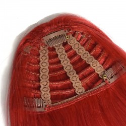 Blend in Fringe/Bangs Hair Extensions, Colour #Red, Made With Remy Indian Human Hair