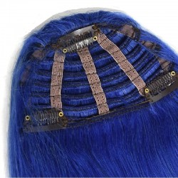 Blend in Fringe/Bangs Hair Extensions, Colour #Blue, Made With Remy Indian Human Hair