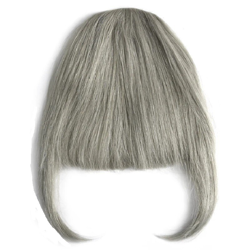 Blend in Fringe/Bangs Hair Extensions, Colour #Grey, Made With Remy Indian Human Hair