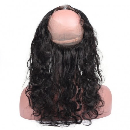 360° Circular Band Lace  Frontal Closure Hair Extensions, Loose Wavy, Colour #1 (Jet Black), Made With Remy Indian Human Hair