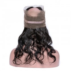 360° Circular Band Lace  Frontal Closure Hair Extensions, Loose Wavy, Colour #1B (Off Black), Made With Remy Indian Human Hair