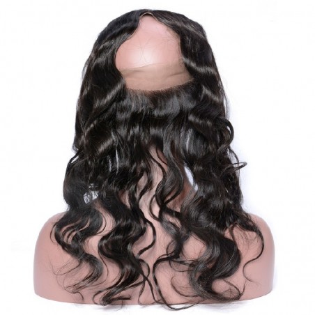 360° Circular Band Lace  Frontal Closure Hair Extensions, Loose Wavy, Colour #1B (Off Black), Made With Remy Indian Human Hair