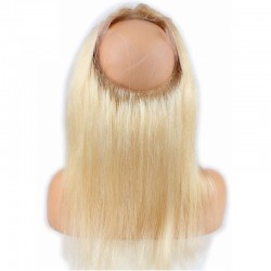 360° Circular Band Lace  Frontal Closure Hair Extensions, Colour #613 (Platinum Blonde), Made With Remy Indian Human Hair