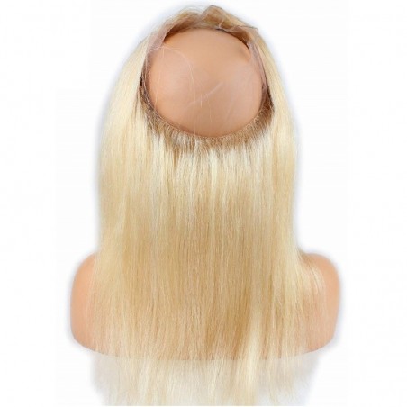 360° Circular Band Lace  Frontal Closure Hair Extensions, Colour #613 (Platinum Blonde), Made With Remy Indian Human Hair