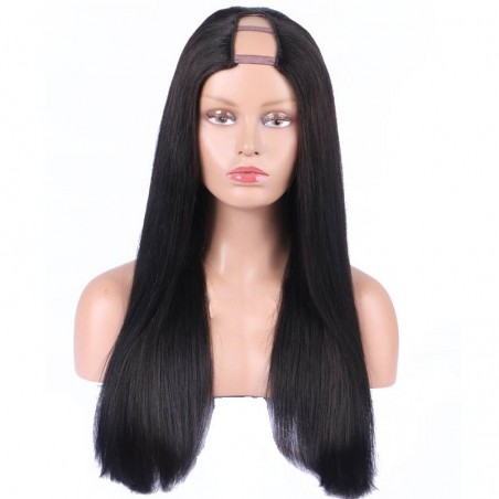 U-Part Wig, Color #1 (Jet Black), Made With Remy Indian Human Hair