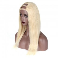 U-Part Wig, Color #60 (Lightest Blonde), Made With Remy Indian Human Hair