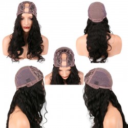 U-Part Wig, Body Wave, Color #1 (Jet Black), Made With Remy Indian Human Hair