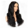 U-Part Wig, Body Wave, Color #1B (Off Black), Made With Remy Indian Human Hair