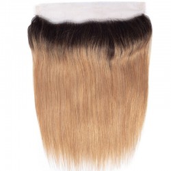 Lace Frontal Closure (13x4) Hair Extensions, Ombre Colour #1B/27 (Off Black / Honey Blonde), Made With Remy Indian Human Hair