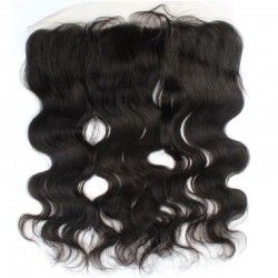 Lace Frontal Closure (13x4) Hair Extensions, Body Wave, Colour #1B (Off Black), Made With Remy Indian Human Hair