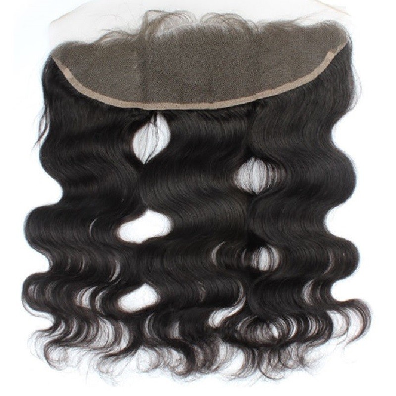 Lace Frontal Closure (13x4) Hair Extensions, Body Wave, Colour #1B (Off Black), Made With Remy Indian Human Hair