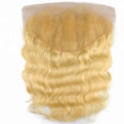 Lace Frontal Closure (13x4) Hair Extensions, Body Wave, Colour #24 (Golden Blonde), Made With Remy Indian Human Hair