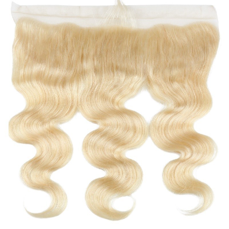 Lace Frontal Closure (13x4) Hair Extensions, Body Wave, Colour #613 (Platinum Blonde), Made With Remy Indian Human Hair