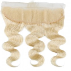 Lace Frontal Closure (13x4) Hair Extensions, Body Wave, Colour #613 (Platinum Blonde), Made With Remy Indian Human Hair