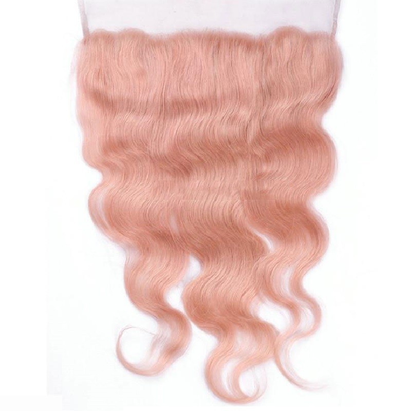 Lace Frontal Closure (13x4) Hair Extensions, Body Wave, Colour #Pink, Made With Remy Indian Human Hair