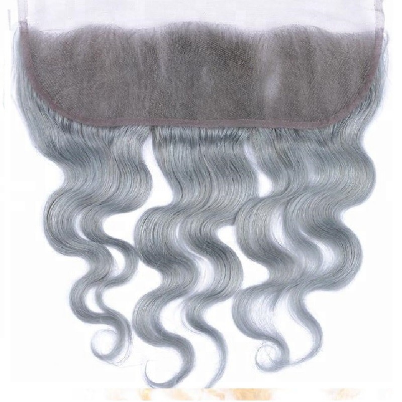 Lace Frontal Closure (13x4) Hair Extensions, Body Wave, Colour #Silver