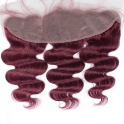Lace Frontal Closure (13x4) Hair Extensions, Body Wave, Colour #530 (Red Wine), Made With Remy Indian Human Hair
