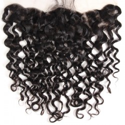 Lace Frontal Closure (13x4) Hair Extensions, Loose Wavy, Colour #1 (Jet Black), Made With Remy Indian Human Hair