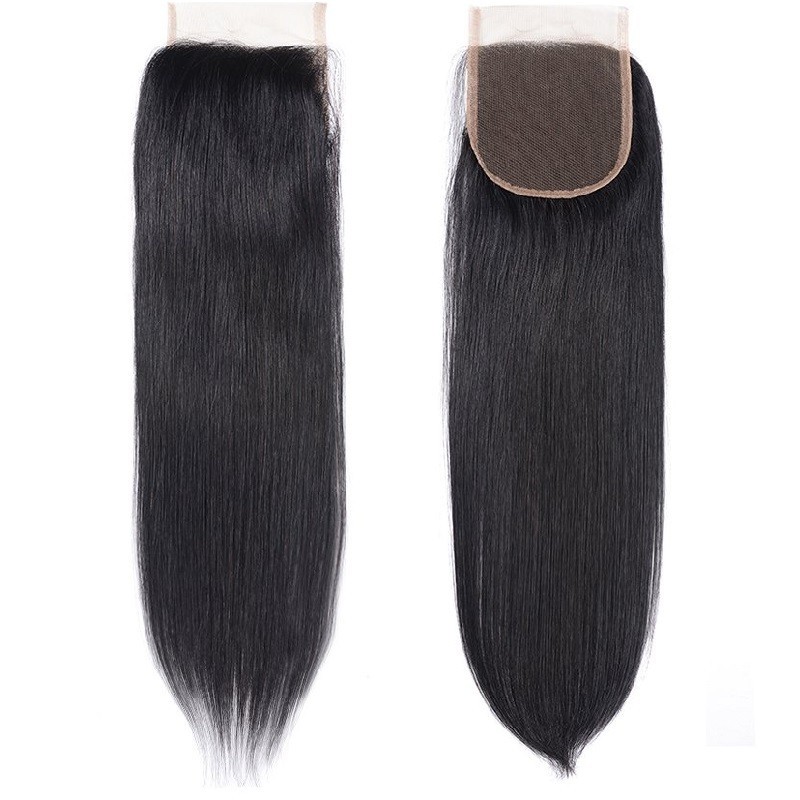 Top Closure Hair Extensions, Free Part, Colour #1 (Jet Black), Made With Remy Indian Human Hair