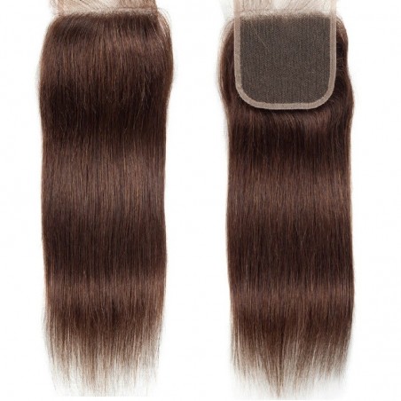 Top Closure Hair Extensions, Free Part, Colour #2 (Darkest Brown), Made With Remy Indian Human Hair