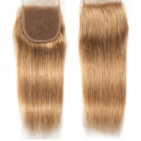 Top Closure Hair Extensions, Free Part, Colour #27 (Honey Blonde), Made With Remy Indian Human Hair