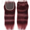 Top Closure Hair Extensions, Free Part, Colour #99j (Burgundy), Made With Remy Indian Human Hair