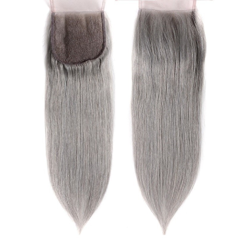 Top Closure Hair Extensions, Free Part, Colour #Silver, Made With Remy Indian Human Hair Top Closure Hair Extensions, Free Part, Colour #Silver, Made With Remy Indian Human Hair