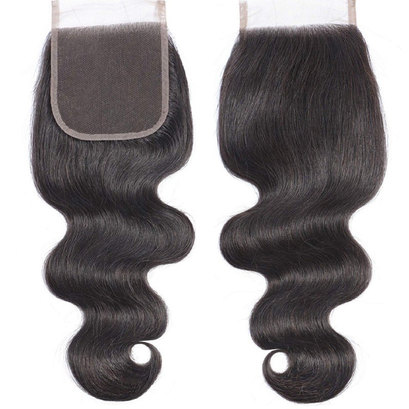 Top Closure Hair Extensions, Free Part, Body Wave, Colour #1B (Off Black), Made With Remy Indian Human Hair