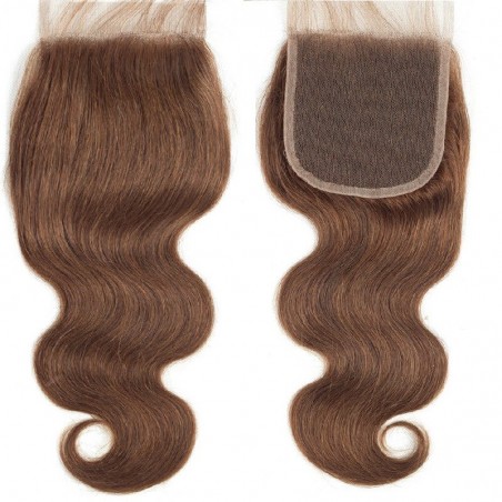 Top Closure Hair Extensions, Free Part, Body Wave, Colour #4 (Dark Brown), Made With Remy Indian Human Hair