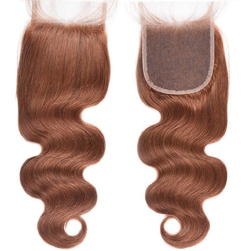 Top Closure Hair Extensions, Free Part, Body Wave, Colour #6 (Medium Brown), Made With Remy Indian Human Hair