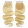 Top Closure Hair Extensions, Free Part, Body Wave, Colour #24 (Golden Blonde), Made With Remy Indian Human Hair