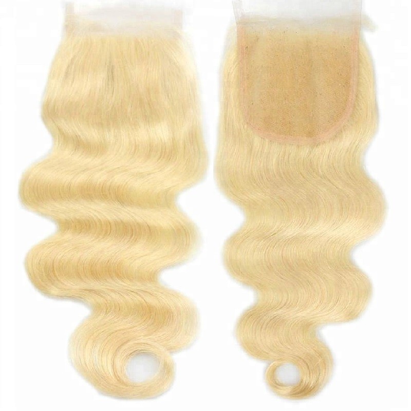 Top Closure Hair Extensions, Free Part, Body Wave, Colour #613 (Platinum Blonde), Made With Remy Indian Human Hair