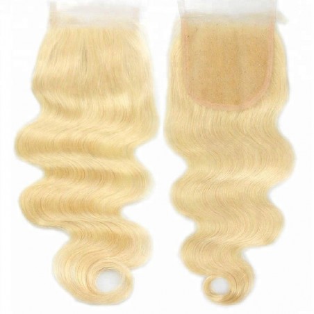 Top Closure Hair Extensions, Free Part, Body Wave, Colour #613 (Platinum Blonde), Made With Remy Indian Human Hair