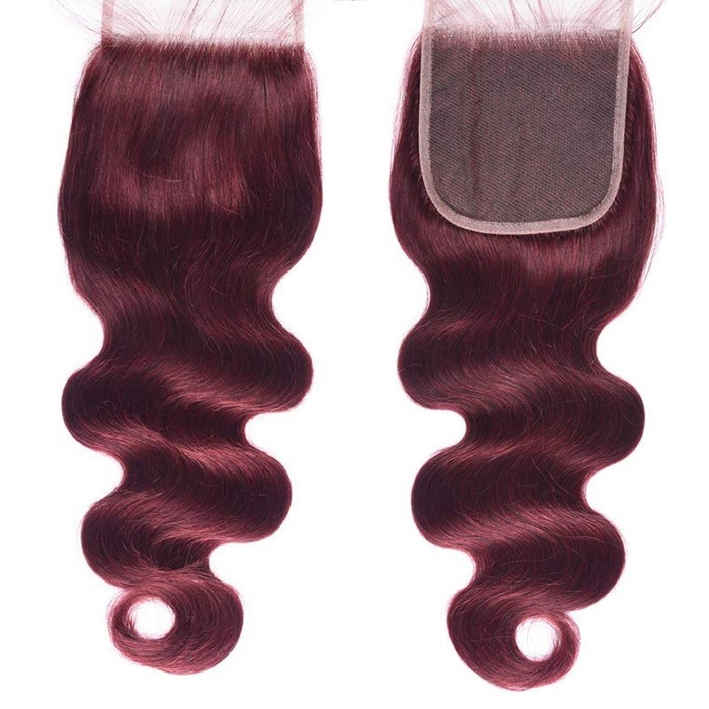 Top Closure Hair Extensions, Free Part, Body Wave, Colour #99j (Jet Black), Made With Remy Indian Human Hair Top Closure Hair Extensions, Free Part, Body Wave, Colour #99j (Jet Black), Made With Remy Indian Human Hair