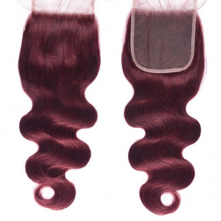 Top Closure Hair Extensions, Free Part, Body Wave, Colour #99j (Jet Black), Made With Remy Indian Human Hair