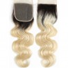 Top Closure Hair Extensions, Free Part, Body Wave, Mix Colour #1B/60 (Off Black / Lightest Blonde)