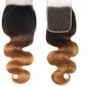 Top Closure Hair Extensions, Free Part, Body Wave, Mix Color #1B/27 (Off Black/Honey Blonde), Made With Remy Indian Human Hair