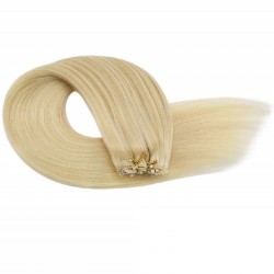 Micro Ring Weft Hair Extensions, Colour #613 (Platinum Blonde), Made With Remy Indian Human Hair