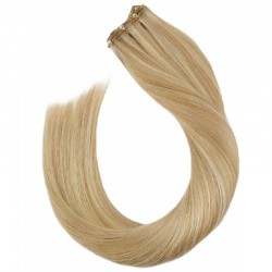 Micro Ring Weft Hair Extensions, Mix Colour #27/60 (Honey Blonde / Lightest Blonde), Made With Remy Indian Human Hair