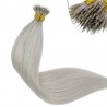 Nano Ring Hair Extensions, Color #Grey, Made With Remy Indian Human Hair