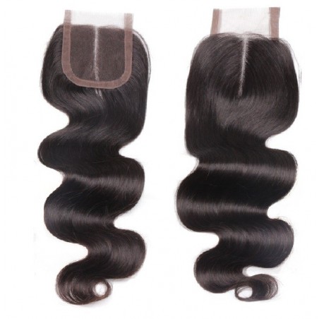 Top Closure Hair Extensions, Middle Part, Body Wave, Colour #1B (Off Black), Made With Remy Indian Human Hair