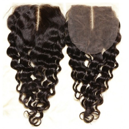 Top Closure Hair Extensions, Middle Part, Loose Wavy, Colour #1B (Off Black), Made With Remy Indian Human Hair